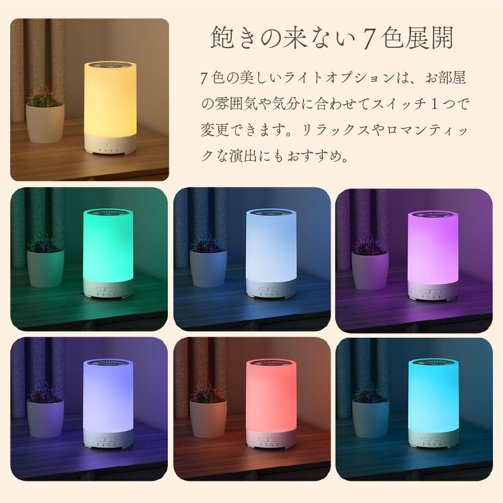 コンパクト アロマディフューザー 加湿器 小型 卓上 ライト付き 加湿器 アロマディフューザー 卓上 小型 LEDライト 超音波式