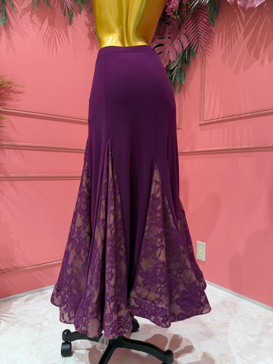 花柄レーススカート パープル