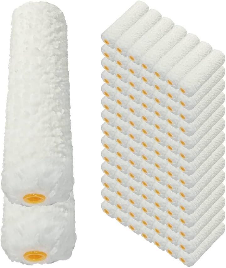 KōGU BASE 塗装ローラー マイクロファイバー スモール ペイント ペンキ 用品 6インチ 18ミリ 100本 ホワイト 6インチ 18ミリ 100本