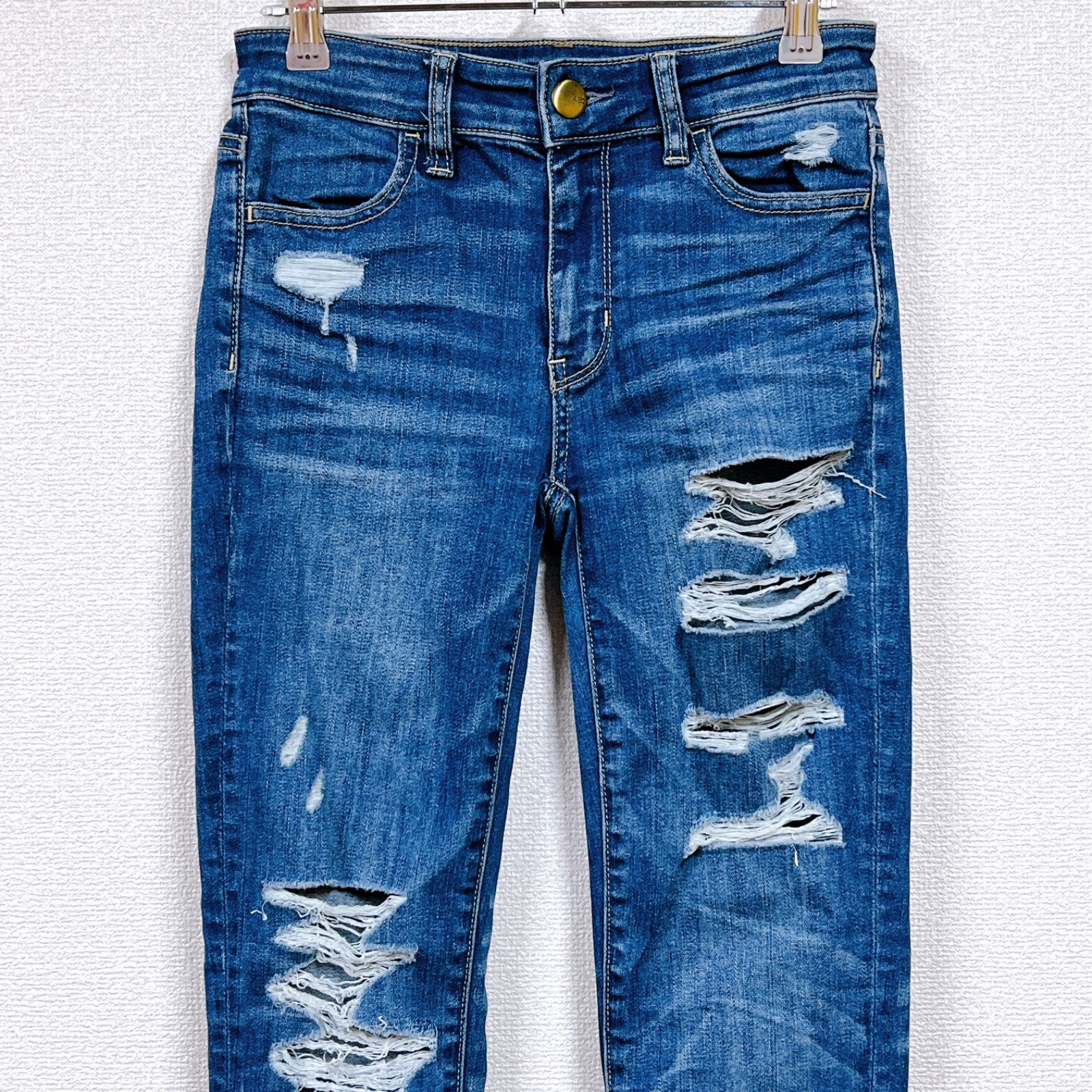 アメリカンイーグル　American　Eagle　ダメージデザイン　デニムパンツ 美品】AMERICAN EAGLE アメリカンイーグル インディゴブルー