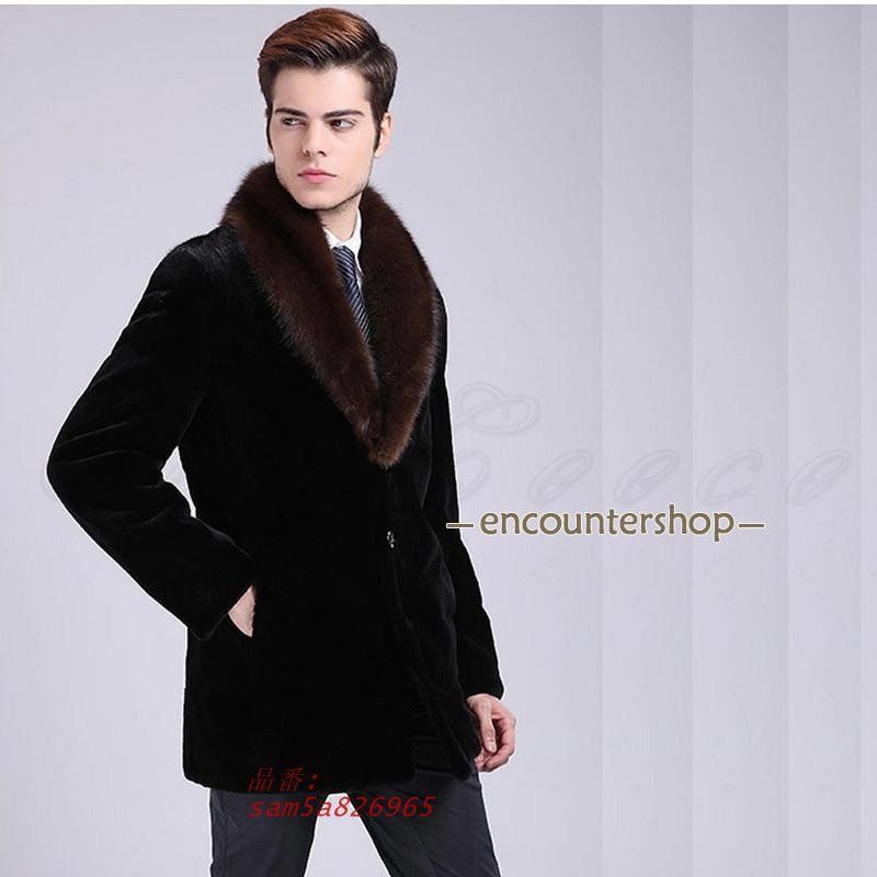 毛皮コート メンズ ファーコート ボリューム襟 ミンク風 もこもこ ボタン付き ビジネス トップス 秋冬 おしゃれ 防寒 大きいサイズ 暖かい am5a826965