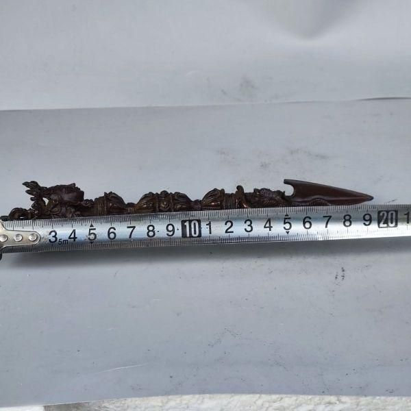 銅製 法器 三面仏降魔杵 金剛杵 鎮宅辟邪 開運風水 招財 置物