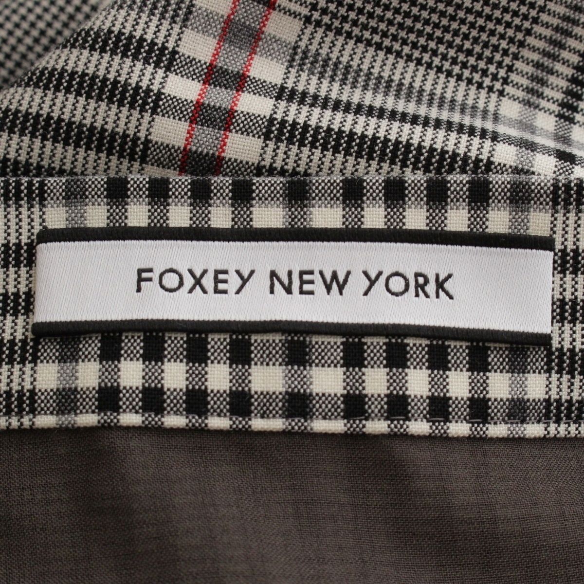 フォクシー ニューヨーク 21年 カレン チェック フ スカート 41954 ブラック ベージュ系 レッド 40 SIROKUMA-CORPORATION_COM
