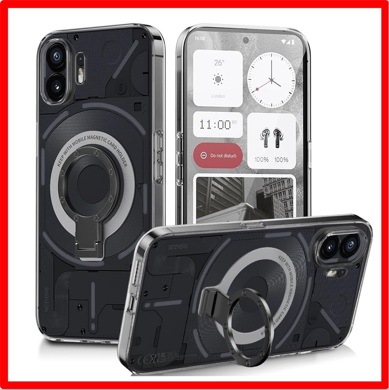 【セール中】 Nothing phone 2_clear Nothing phone 2 ケース MagSafe対応 透明 金属リング付き Nothing ph