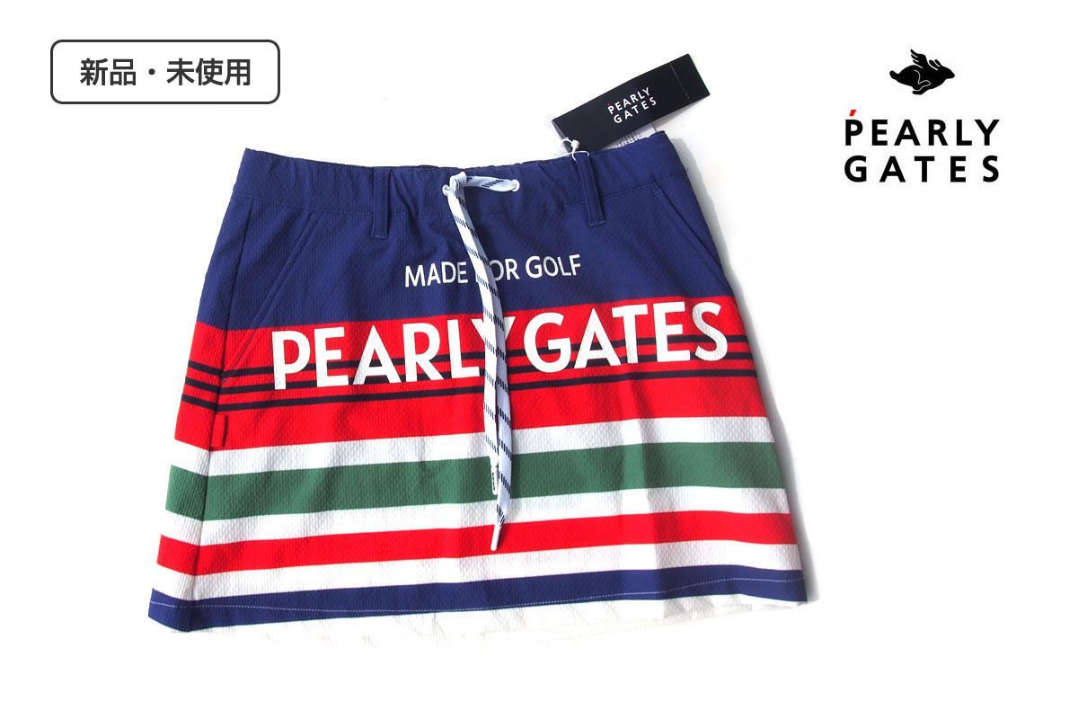 ｜♥｜パーリーゲイツ｜pearly gates｜ロゴプリント マルチボーダー ゴルフスカート｜055-1134604｜レディースゴルフウェア｜1