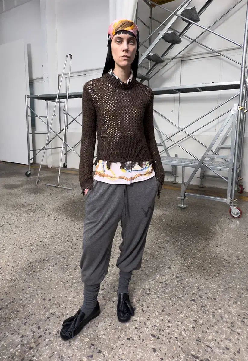 Open YY オープンワイワイ レイヤード ニーハイソックス パンツ チャコール L