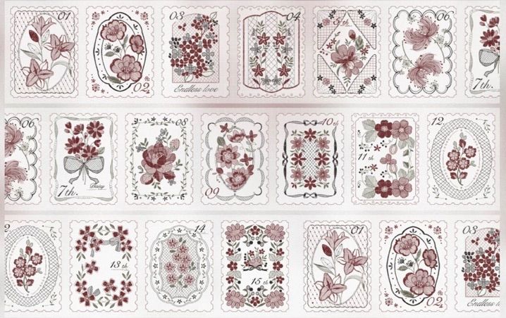 【最終値下げ】海外マステ　新品　まとめ売り 闪砂 蕾丝邮票-彩 ダイカット 4.5cm×5m 海外マスキングテープ