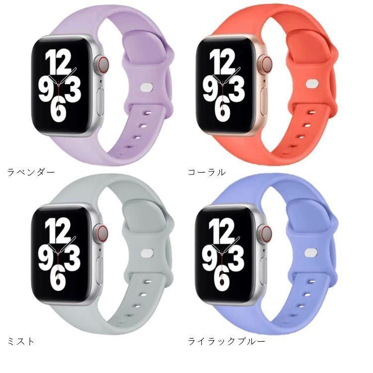 AppleWatch ラバーバンド SM 42 44 45mm ラベンダー - 時計