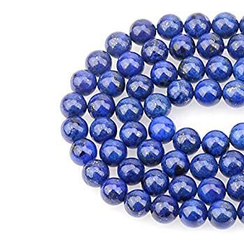 8mm 本物の天然ラウンド宝石 ルースビーズ ジュエリー製作用 伸縮性のあるコード付き 100 loose beads Blue Lapis