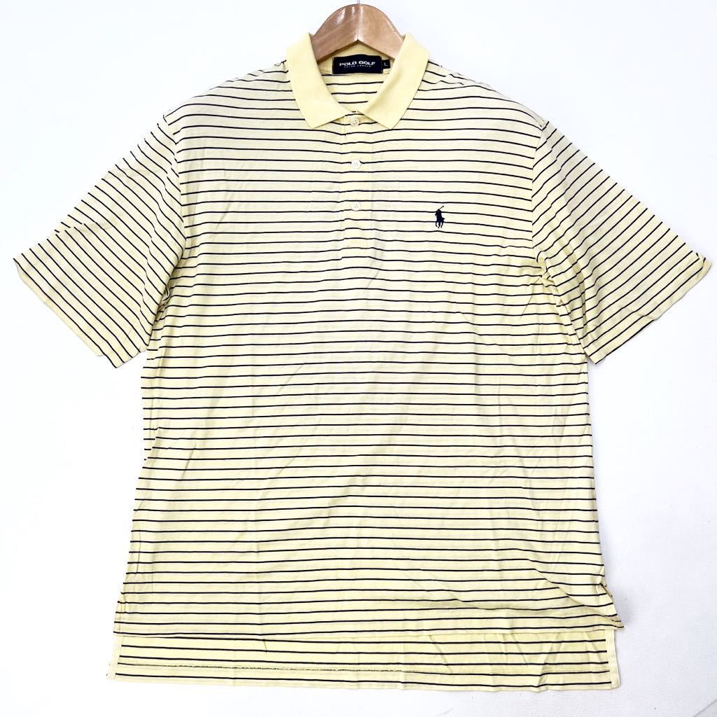 ポロゴルフ  POLO GOLF RALPH LAUREN イエロー ボーダー ポロシャツ L ゴルフ 定番 アメカジ 様々なシーンで活躍 古着MIXA216