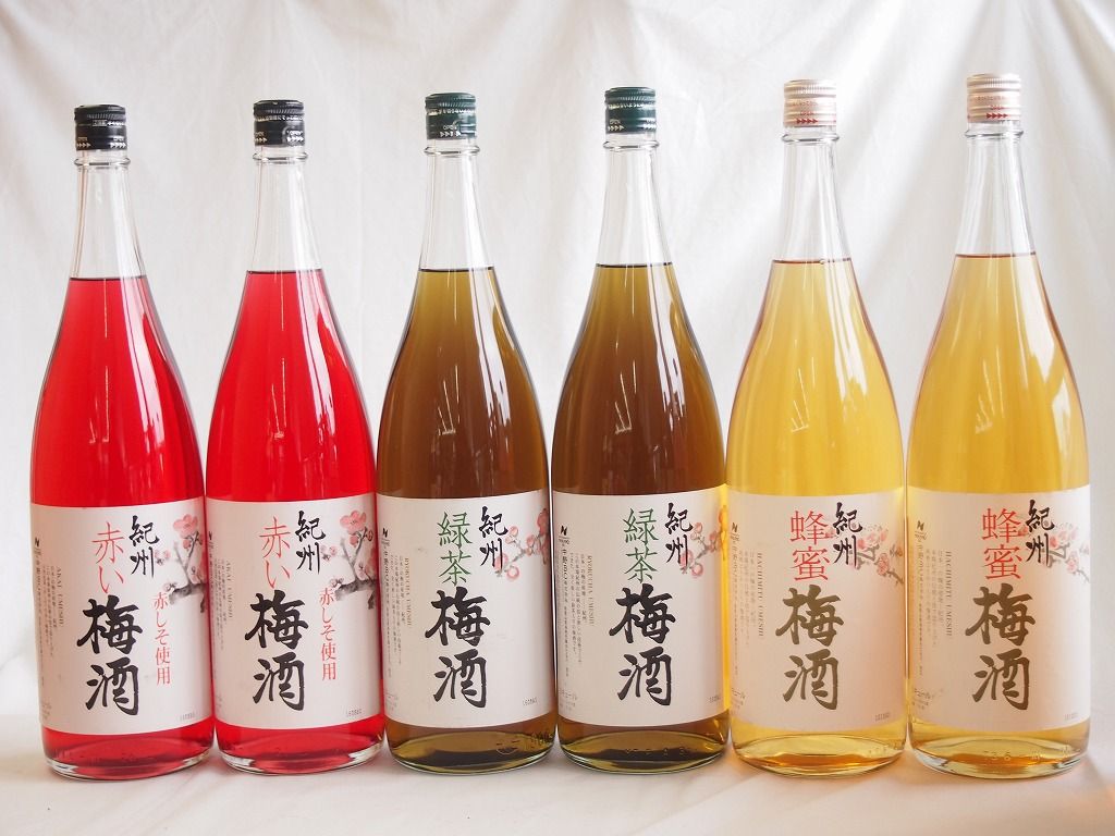 梅酒6本セット 赤しそ赤い梅酒 和歌山 蜂蜜梅酒 和歌山 緑茶梅酒 和歌山県 1800ml×6本 USTAUSTRALIA_COM_AU