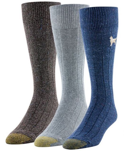 送料無料 ゴールドトゥ メンズ 靴下 アンダーウェア Men s 3-Pack Hampton Embroidered Reinforced Toe Crew Socks Brown|gray|blue