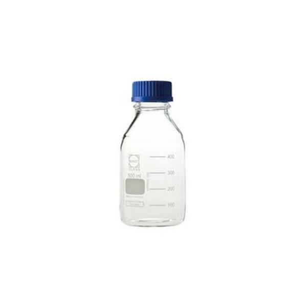 （まとめ）DURAN ねじ口瓶 500mL 青CAP付 