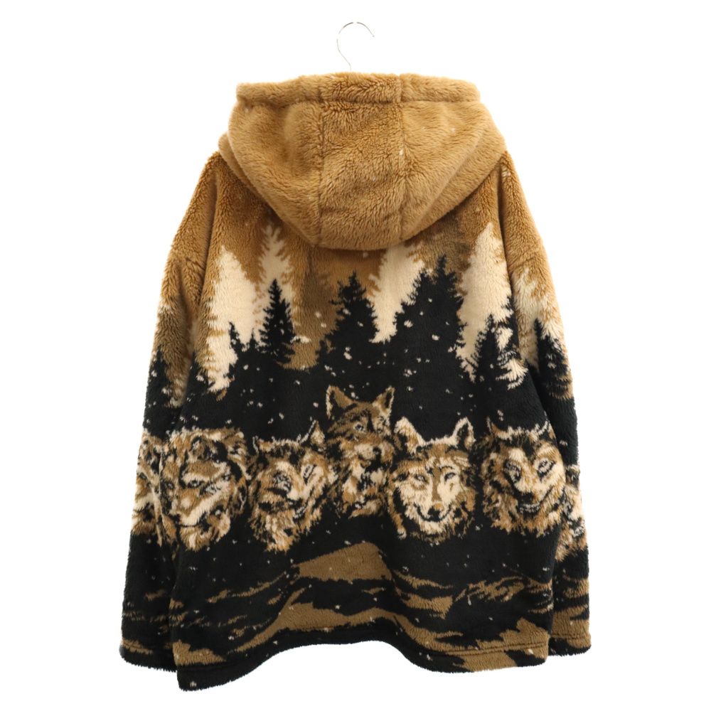 KITH (キス) 22AW Merrick Wolves Sherpa Hoodie ウルフデザイン フリース プルオーバーパーカー フーディ  ブラック KHM030676 - メルカリ