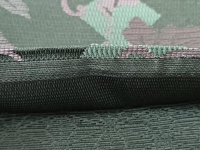 平和屋着物○西陣 川島織物 六通柄袋帯 草花菱間道 黒地 未使用