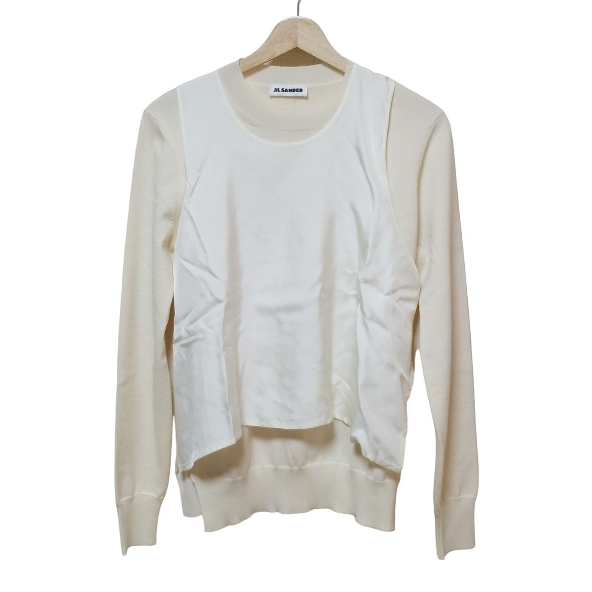 JILSANDER ジルサンダー 長袖セーター サイズ34 XS レディース - J02GP0123 アイボリー クルーネック 異素材切り替え