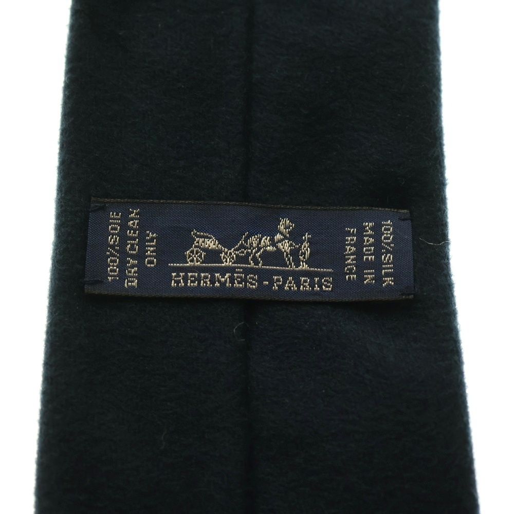 HERMES エルメス ホースレザー装飾 ロゴ刺繍 シルクネクタイ ネイビー WWW_OLIVIERBERNSTEIN_COM