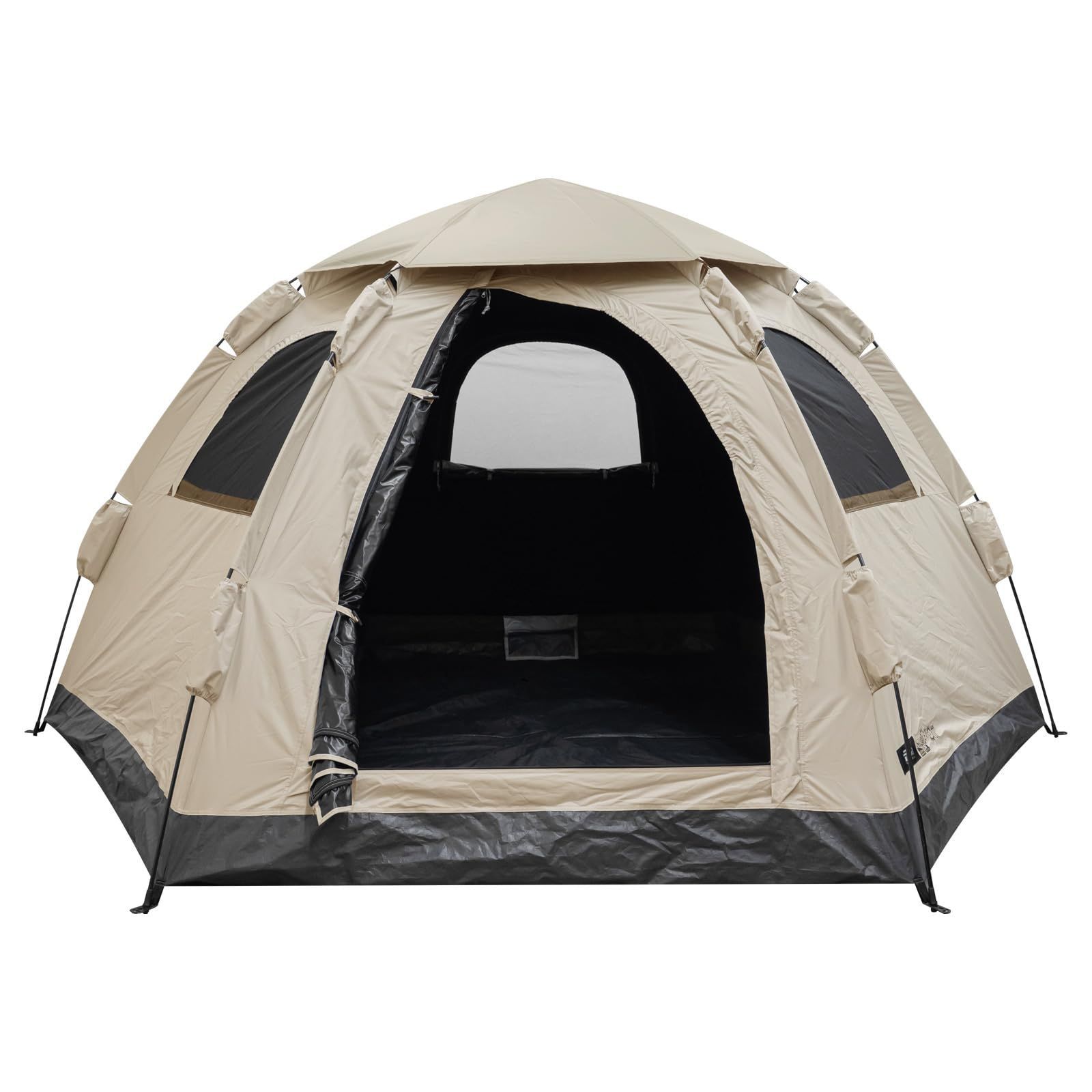 ワンタッチ テント ヘキサゴン型 306cm×260cm 5人用 PUコーティング スクエア 簡単 遮熱 UVカット 耐水圧16 000mm ドーム 軽量 グラスファイバー フルクローズ キャンプ アウトドア 簡易 大型 日差し ダブルファスナー