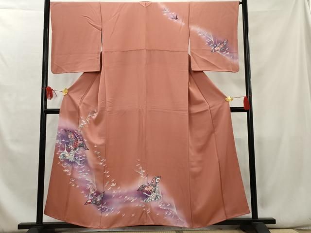 【高級訪問着】 枝花文　暈し染め　銀彩　ロング丈　 正絹　逸品✨No.064❤️ 平和屋着物○訪問着 作家物 枝花文 暈し染め 金彩 正絹 逸品