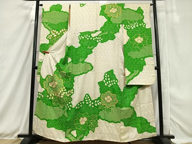 平和屋着物□豪華振袖 駒刺繍 絞り 雲取り吉祥花文 金彩 正絹