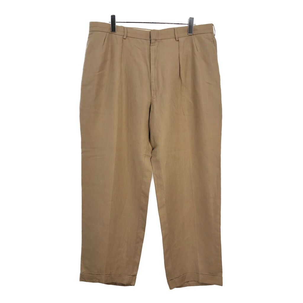 90年代 Polo by Ralph Lauren ポロ ラルフローレン 2タック リネンパンツ 大きいサイズ ライトブラウン(メンズ W40 L32)中古 古着 U5294 90年代 Polo by Ralph Lauren ポロ ラルフローレン 2タック リネン