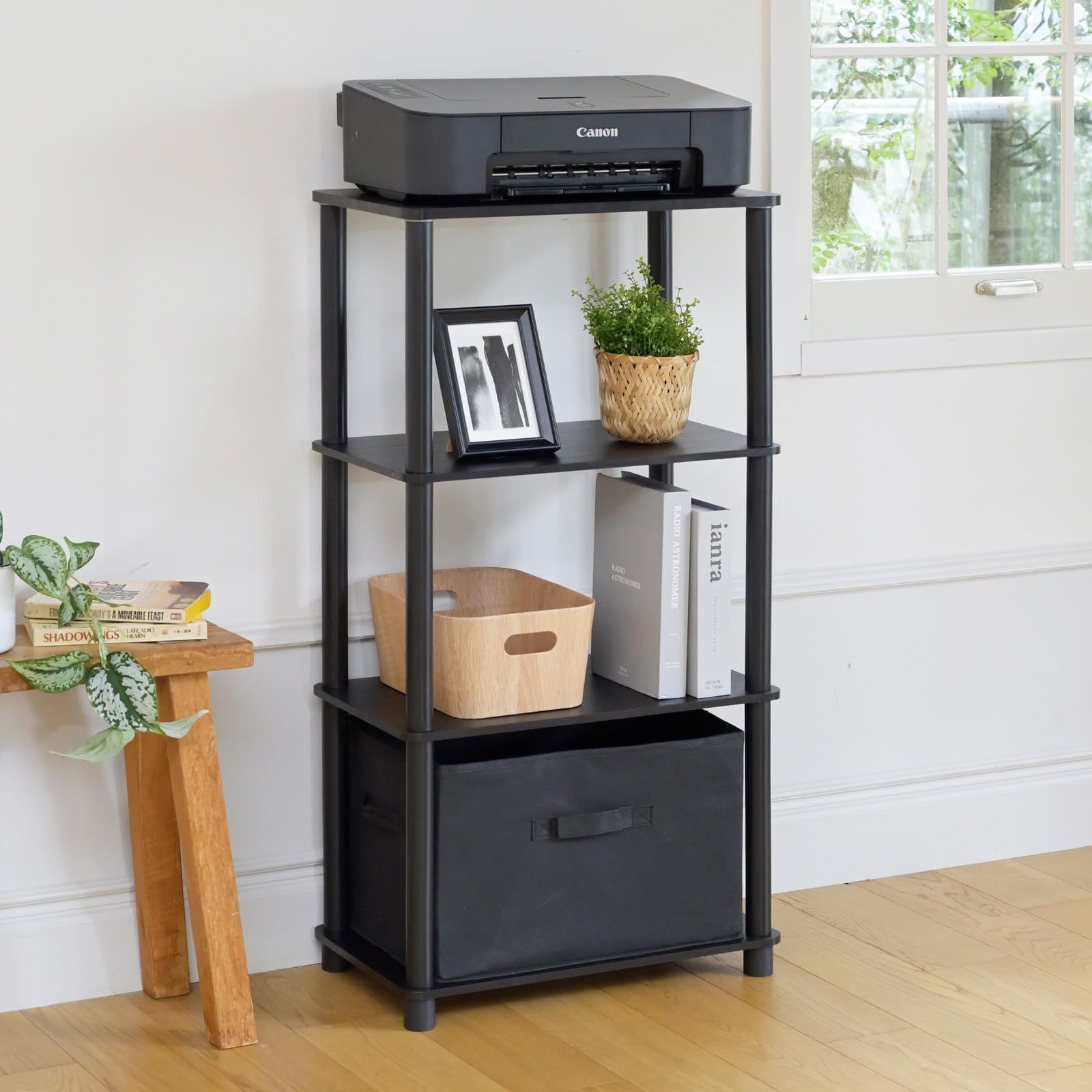 【迅速発送】山善(YAMAZEN) ラック 4段 棚 組立カンタン 軽量 オープンラック シェルフ 収納棚 一人暮らし 幅47×奥行27×高さ92cm 組立品 ダークブラウン3/ブラック LSR-4(DBR3/BK)