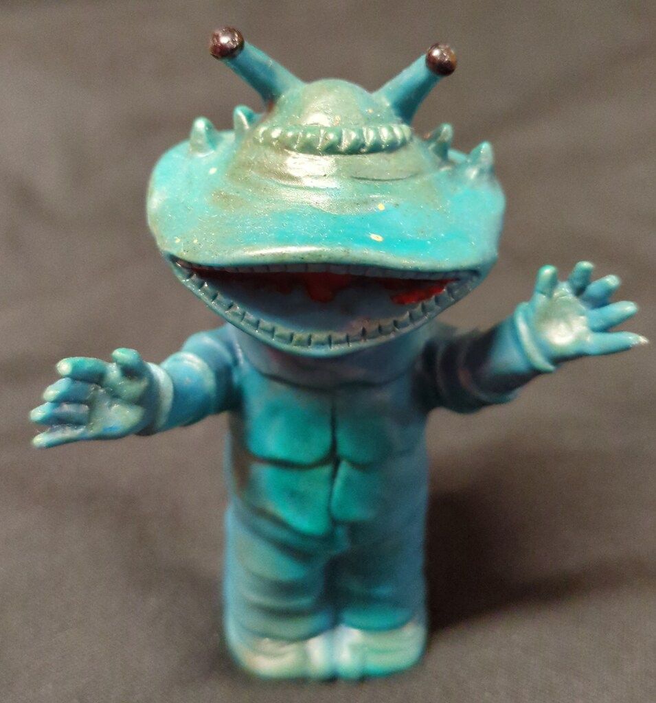 貴重】大里玩具 怪獣ジャンボ指人形 カネゴン 青成型/約105mm カネゴン
