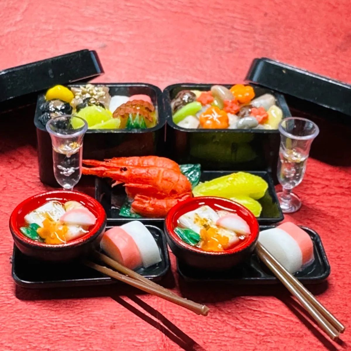 459お節料理 ⭐️ミニチュアフード おせち 雑煮 ドールハウス