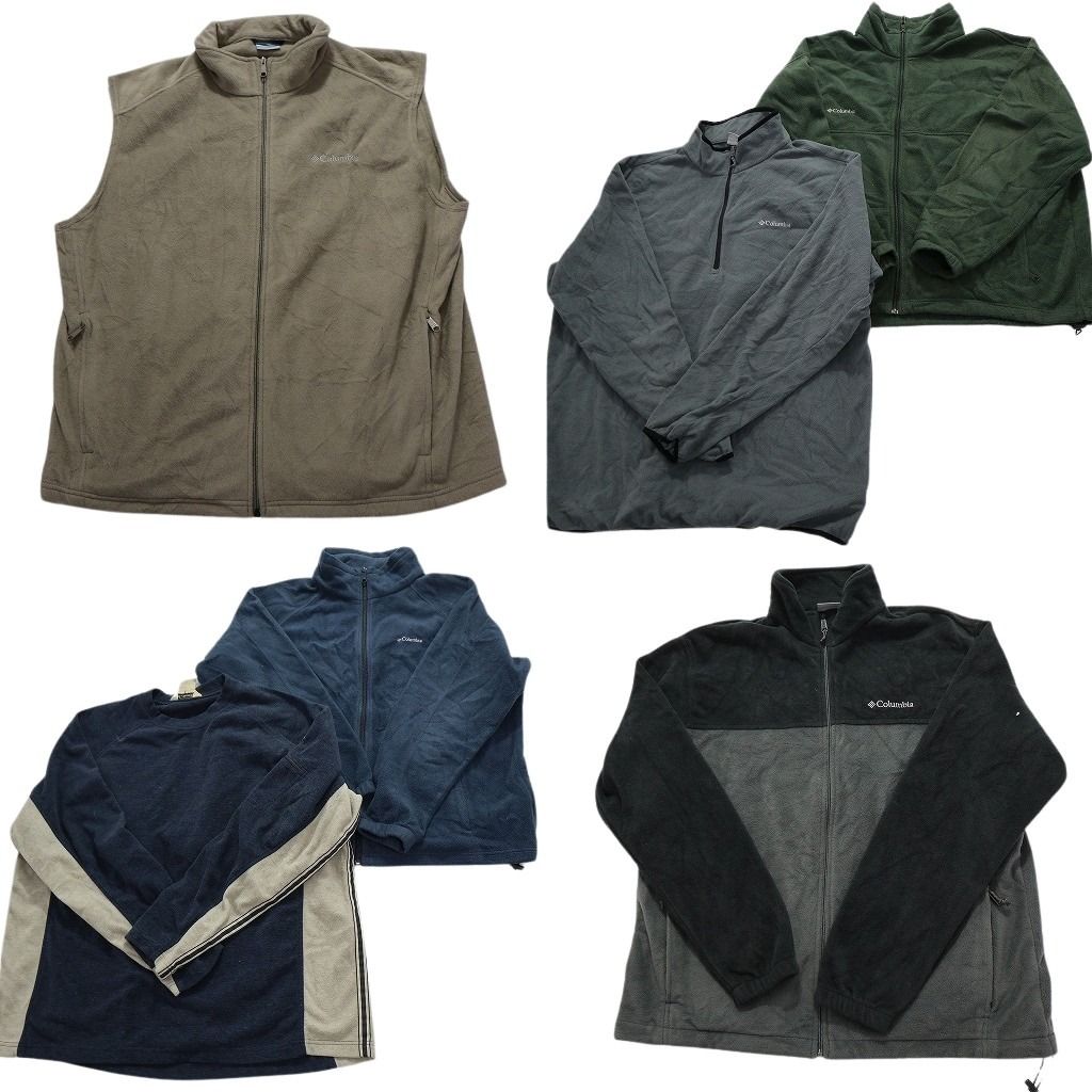 古着卸 まとめ売り コロンビア フリース 6枚セット (メンズ XL /2XL ) フルジップ ハーフジップ プルオーバー バイカラー 中古 古着 MY1229