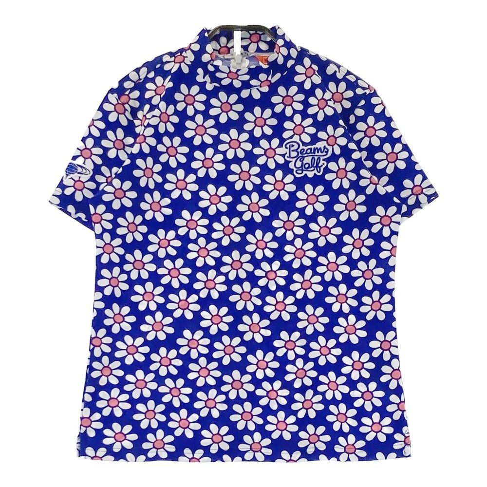 サイズ：M BEAMS GOLF ビームスゴルフ  ハイネック 半袖Tシャツ ロゴ総柄 ピンク系 [240101442433] ゴルフウェア レディース ストスト BEAMS GOLF ビームスゴルフ ハイネック 半袖Tシャツ ロゴ総柄