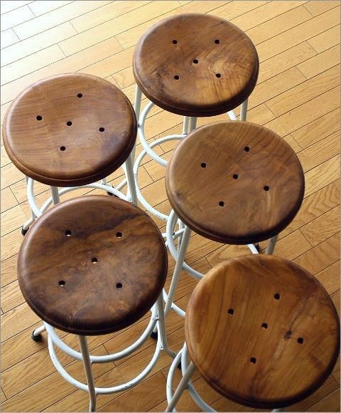 ハイスツール 木製 アイアンスツール 椅子 天然木 カウンターチェア