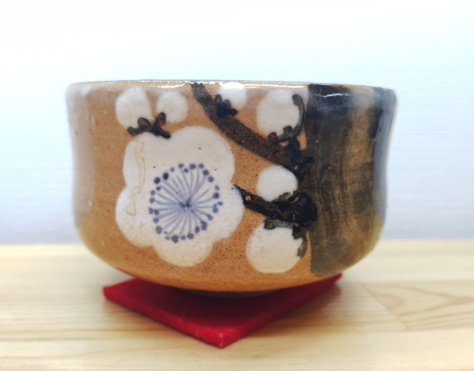 茶道具 茶碗 九谷焼 梅の図 矢口永寿 共箱入り 九谷焼 矢口永寿（初代