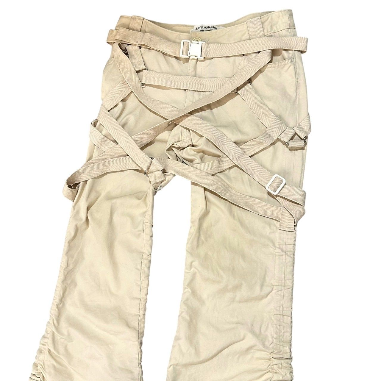 COMME des GARCONS JUNYA WATANABE コムデギャルソンジュンヤワタナベ 03SS Archive Asymmetrical Bondage Pants パラシュート期 アシンメトリー ボンテージ パンツ S ベージュ