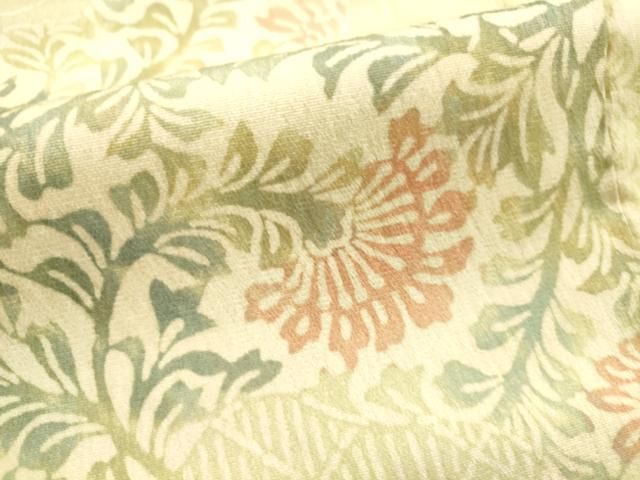 平和屋着物▽上質な小紋 単衣 草花文 正絹 逸品 AAAZ1599fy