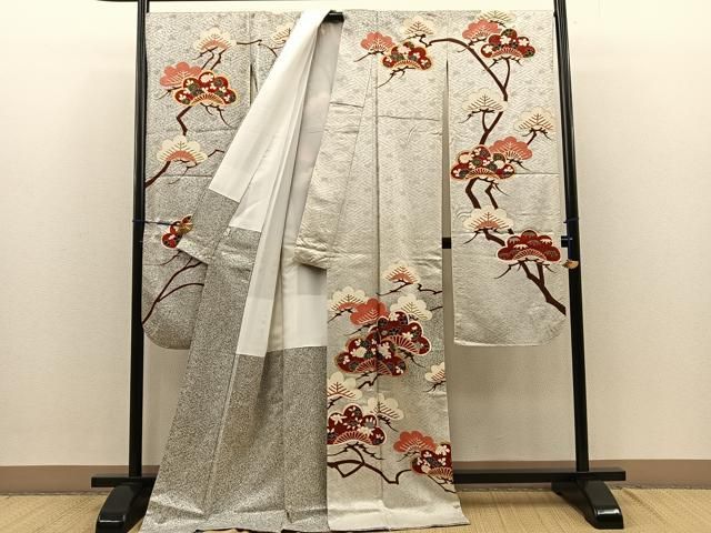 ゆーちゃん✾m564＊正絹 写真家 秋山庄太郎 落款 蝶 薔薇 振袖単品 ゆーちゃん様専用✾m564＊正絹 写真家 秋山庄太郎 落款 蝶 薔薇