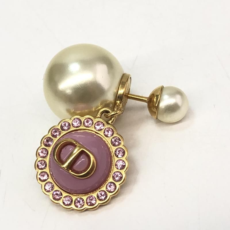 中古】片耳)Christian Dior Tribales ピアス ピンク レジンパール