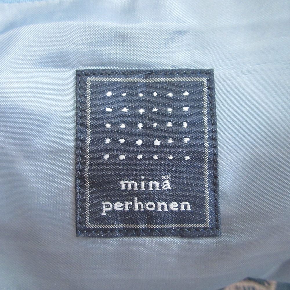 美品 mina perhonen ミナペルホネン rustle 刺繍 ひざ丈 コットン台形  