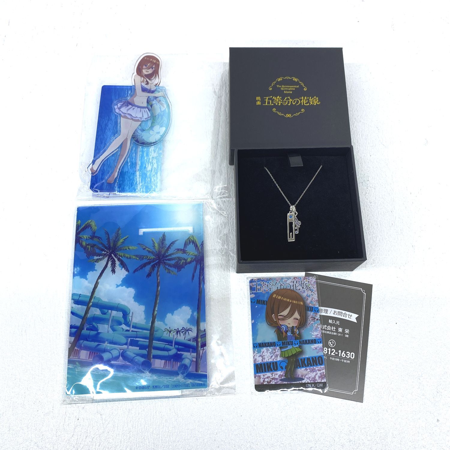 【★加古川物流】【中古品】映画 五等分の花嫁 中野三玖  天然ダイヤシルバーネックレス     アクリルネックレススタンド付き 【721】 映画「五等分の花嫁」天然ダイヤモンド シルバーネックレス