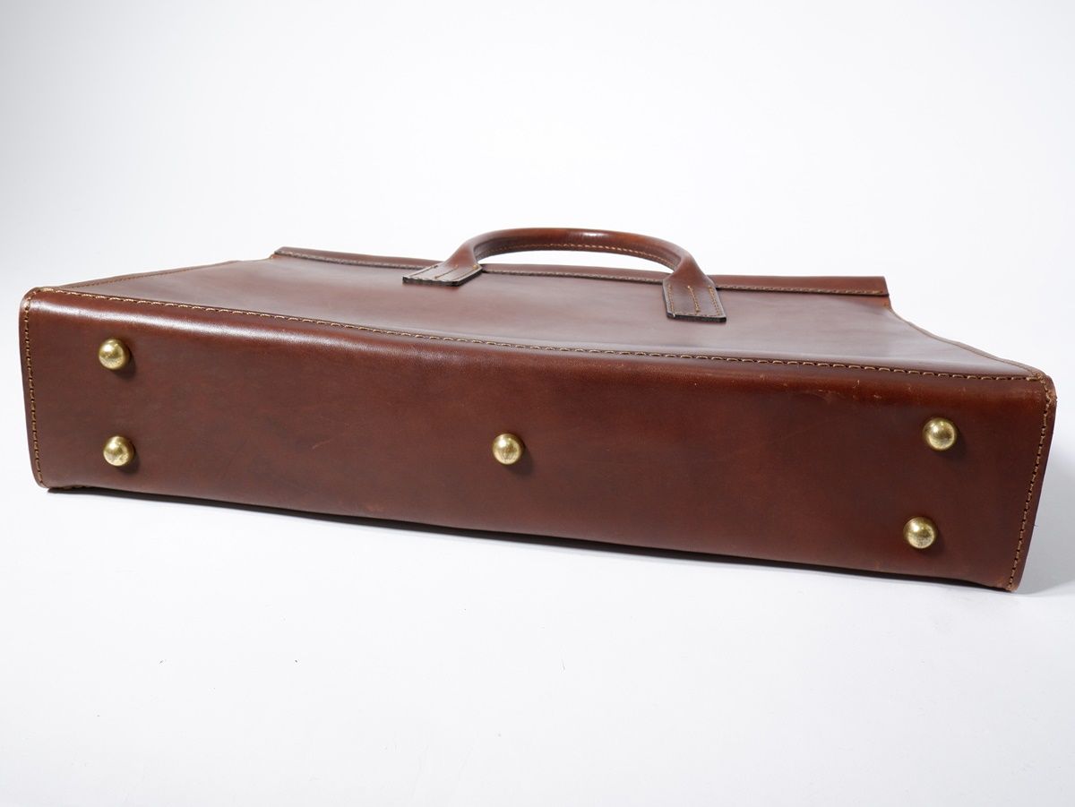 HERZ/ヘルツ 三角マチの二本手ビジネスバッグ レザーブリーフケース【M  