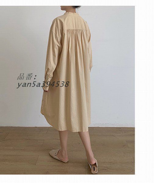 シャツワンピース 長袖 ベージュ ２WAY ひざ丈 大きいサイズ有り MからXXL お出かけ女子会20代30代40代50代60代 yan5a394538 NICORILABO_COM