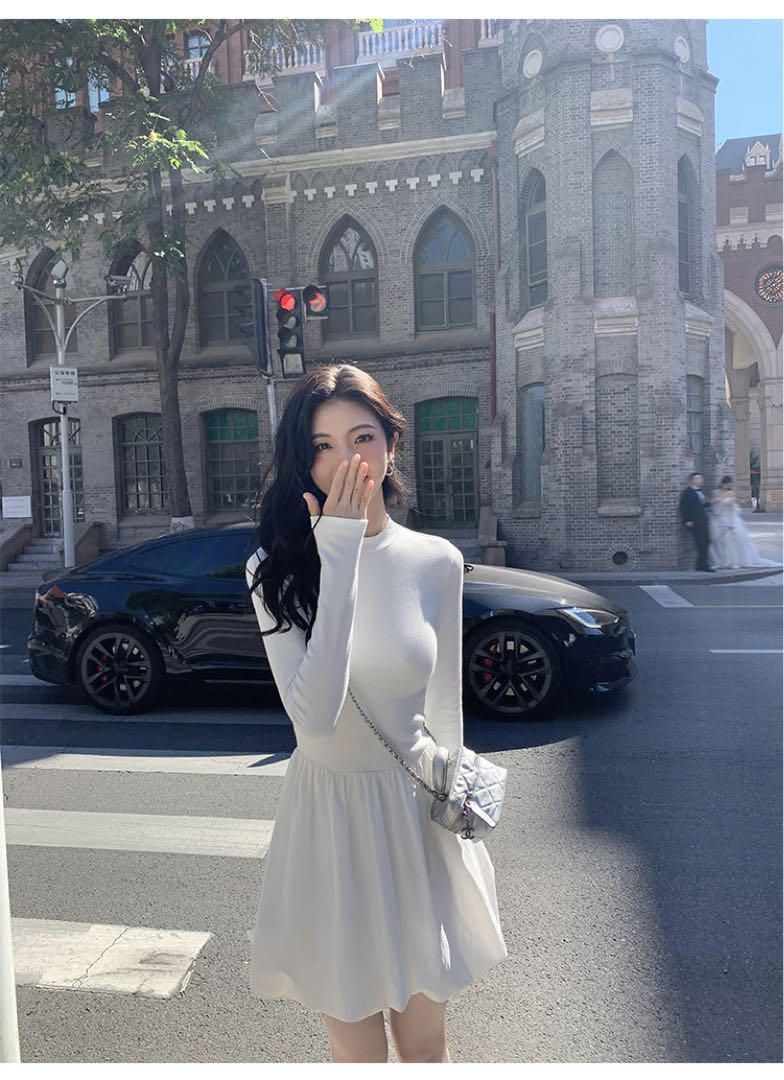  高見えモテ服 春ミニワンピース フ デザイン普段着デート女子会用 ワンピース ベビー服(~95cm)