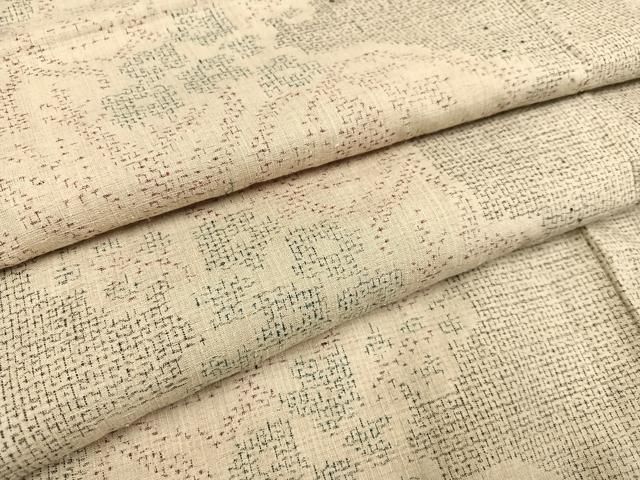平和屋本店□極上 本場結城紬 重要無形文化財 100亀甲 幾何学文様 