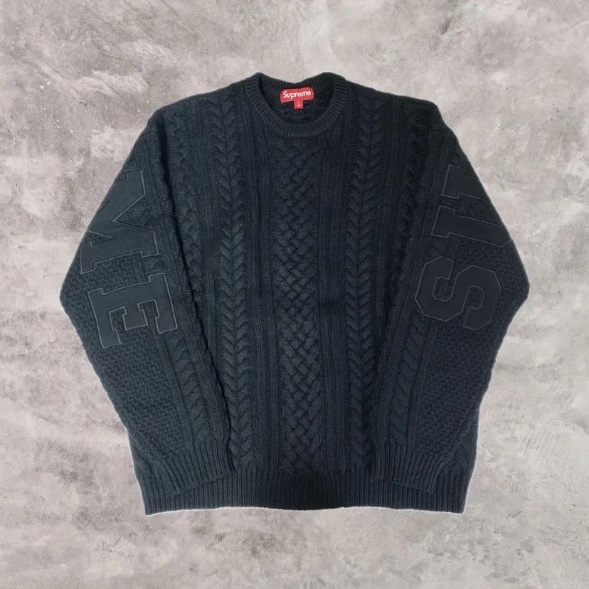 68.【未使用品】SUPREME 23AW Applique Cable Knit Sweater XL - メルカリ