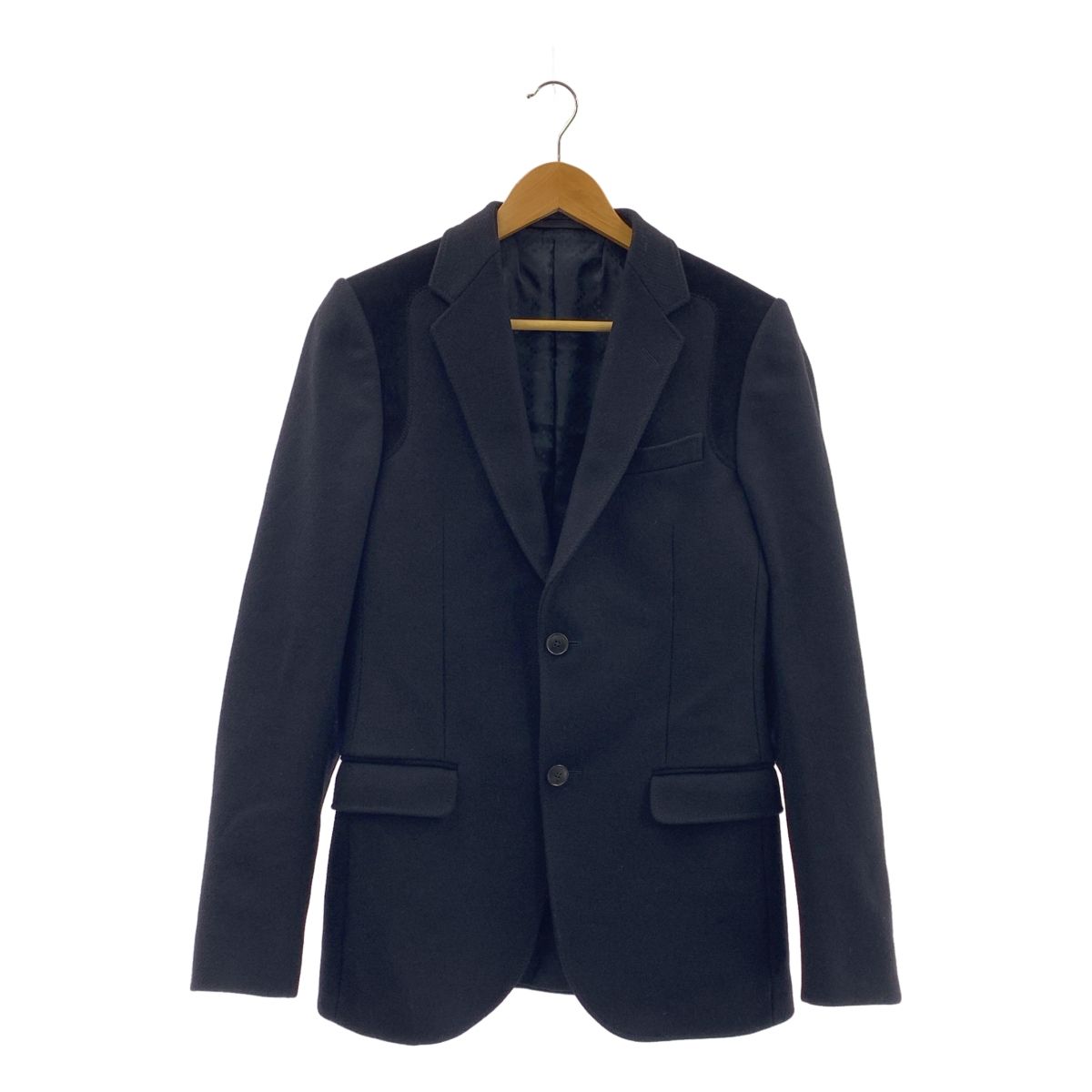 GUCCI | グッチ | トムフォード期 異素材 エルボーパッチ ウール テーラードジャケット | 44R | ブラック | メンズ