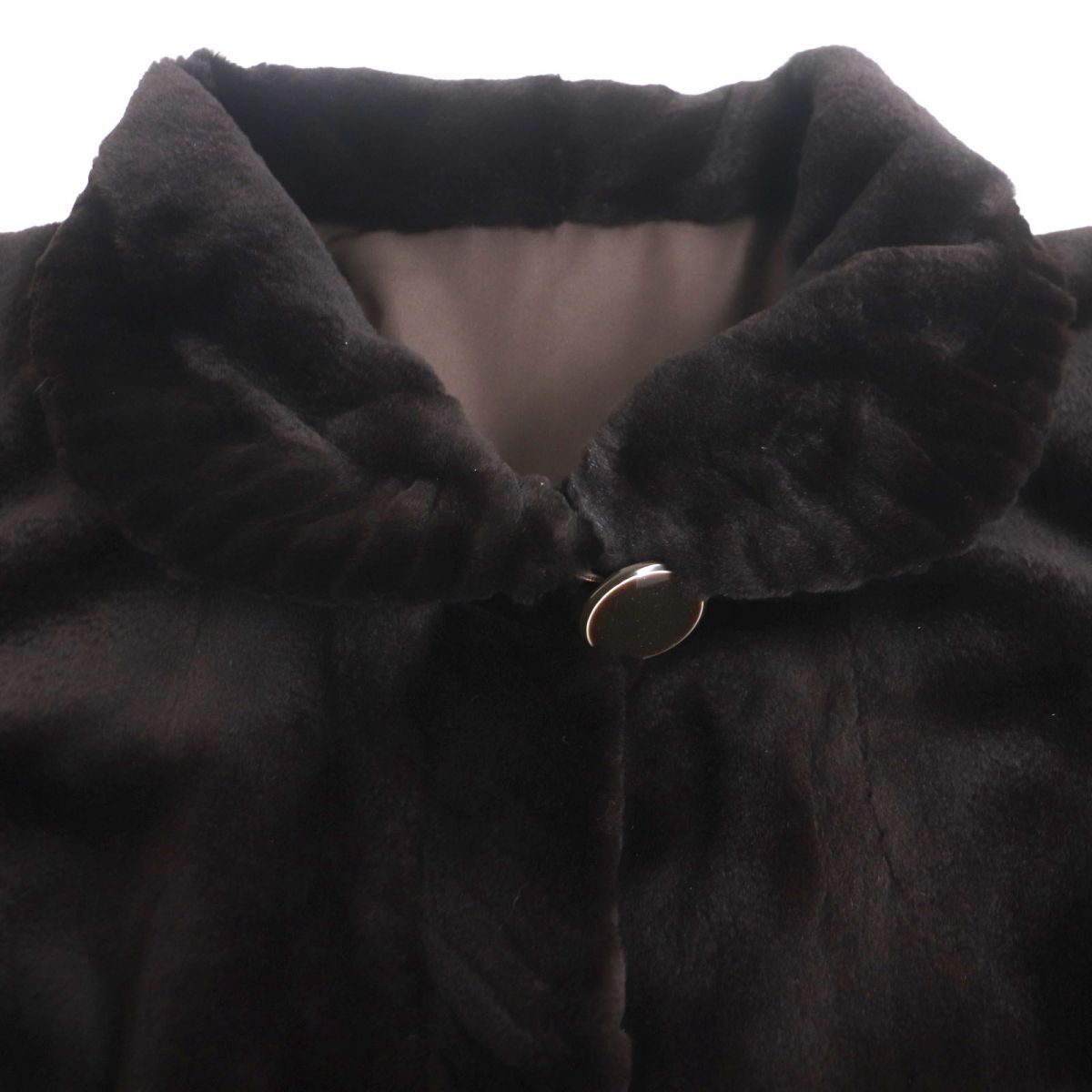 極美品▽MINK シェアードミンク 本毛皮ロングコート ダークブラウン 毛 