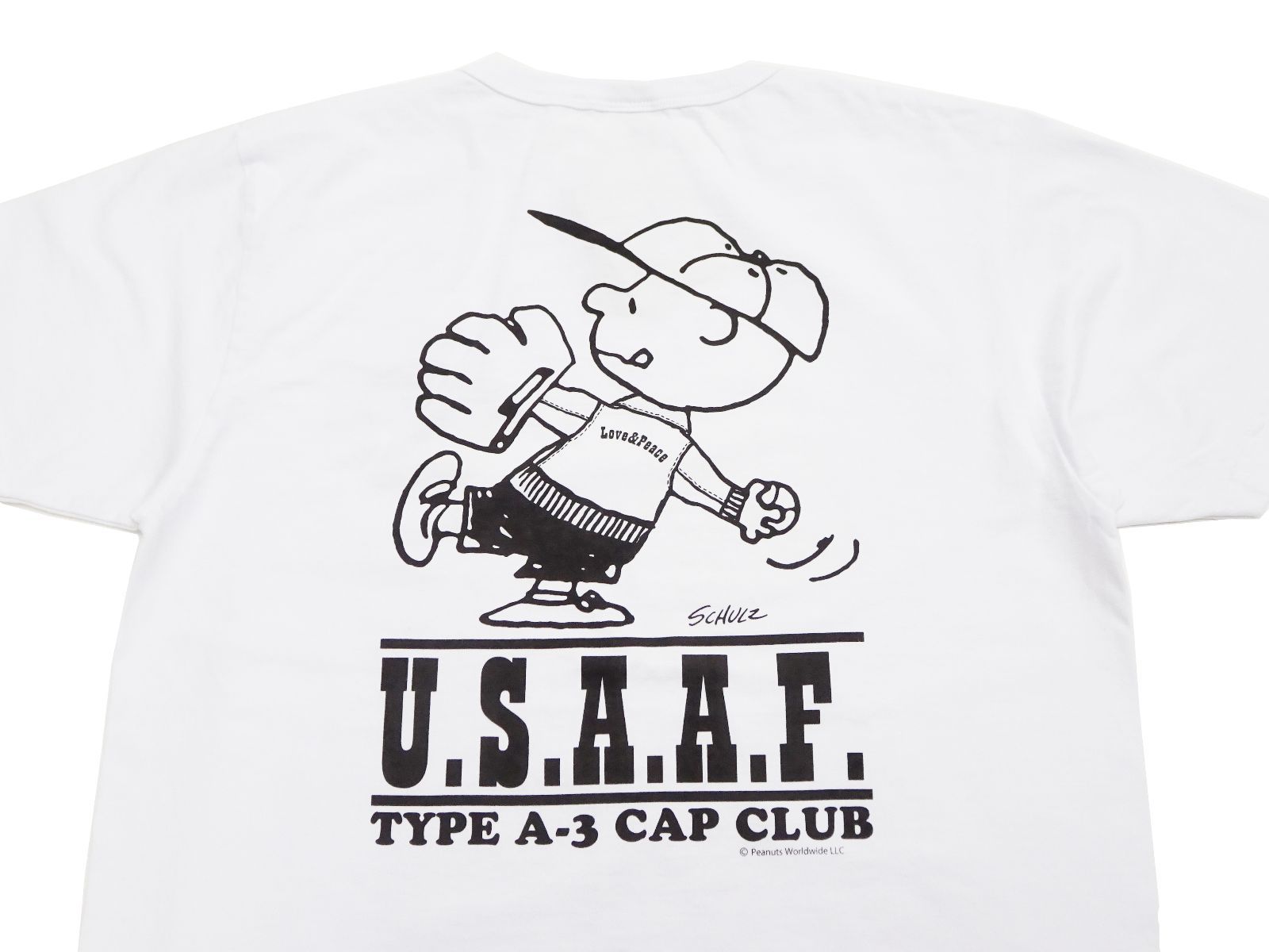 (バズリクソンズ) BUZZ RICKSON'S チャーリーブラウン 半袖Tシャツ USAAF A-3 CAP CLUB Tシャツ ピーナッツ  スヌーピー BR79137 「PEANUTS Charlie Brown」 ホワイト 新品 アメカジショップ