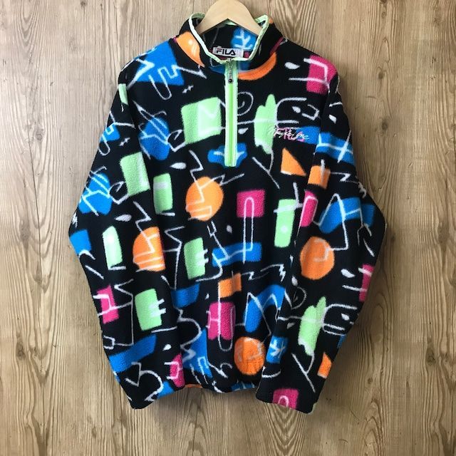 可愛いクリスマスツリーやギフトが！ FILA vintage 80s MULTI 80 ITALY IN MADE JKT PULLOVER FLEECE フリース