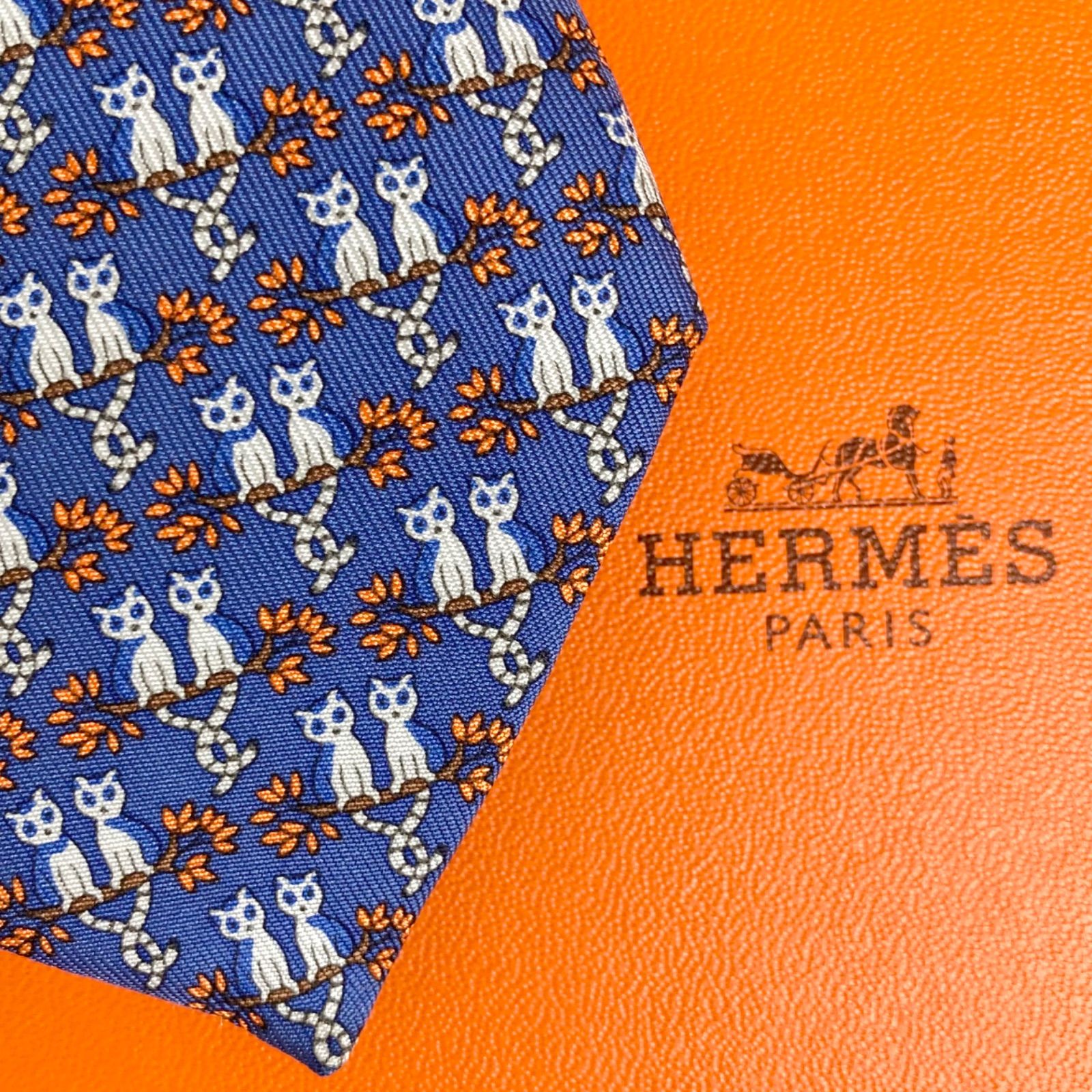新品　HERMES オレンジ 動物柄 ネクタイ 楽天市場】【アパレル】HERMES エルメス ネクタイ アニマル 動物