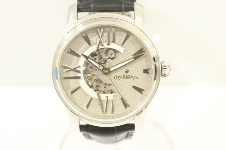 【中古】 OROBIANCO メンズ腕時計 -- 自動巻き メンズ腕時計 OROBIANCO -- 黒 ブラック 銀 シルバー ロゴ OR0011