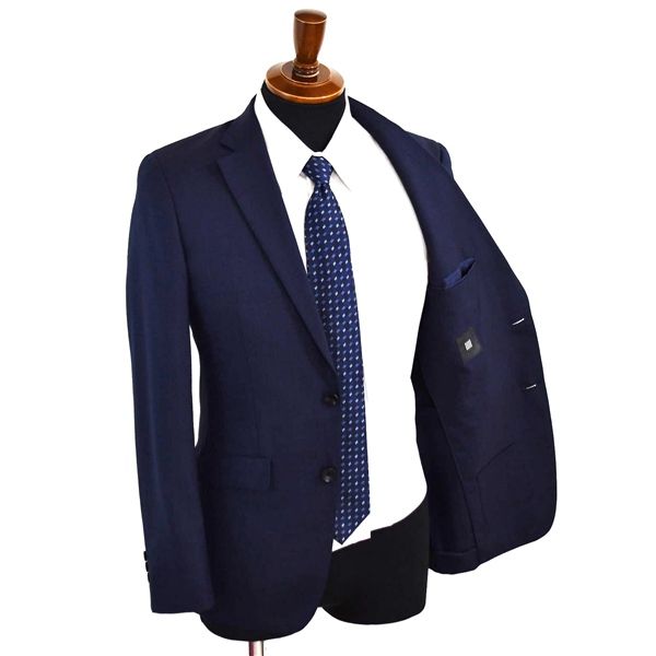 スーツセレクト 2つボタン シングルスーツ M Y5 ダークネイビー チェック ノータック 袖口3つ釦 開き見せ BLGP1753 夏物 春夏 5XI002 メンズビジネス 202509